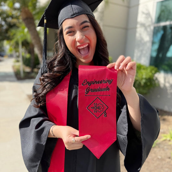 Red Engineering Graduate Stole/Sash with Classic Tips by Wholesale Grad Supply