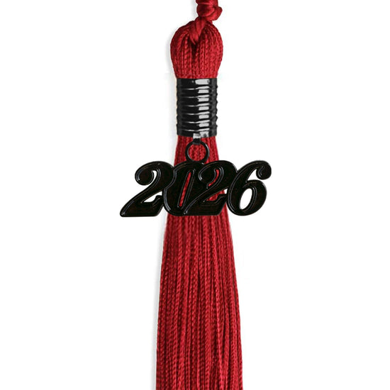Red Graduation Tassel with Black Bling Charm by Wholesale Grad Supply