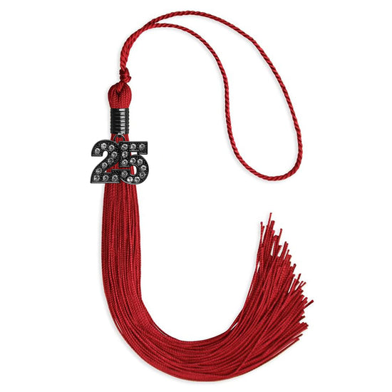 Red Graduation Tassel with Black Bling Charm by Wholesale Grad Supply