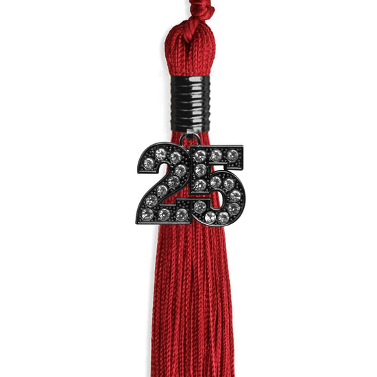 Red Graduation Tassel with Black Bling Charm by Wholesale Grad Supply