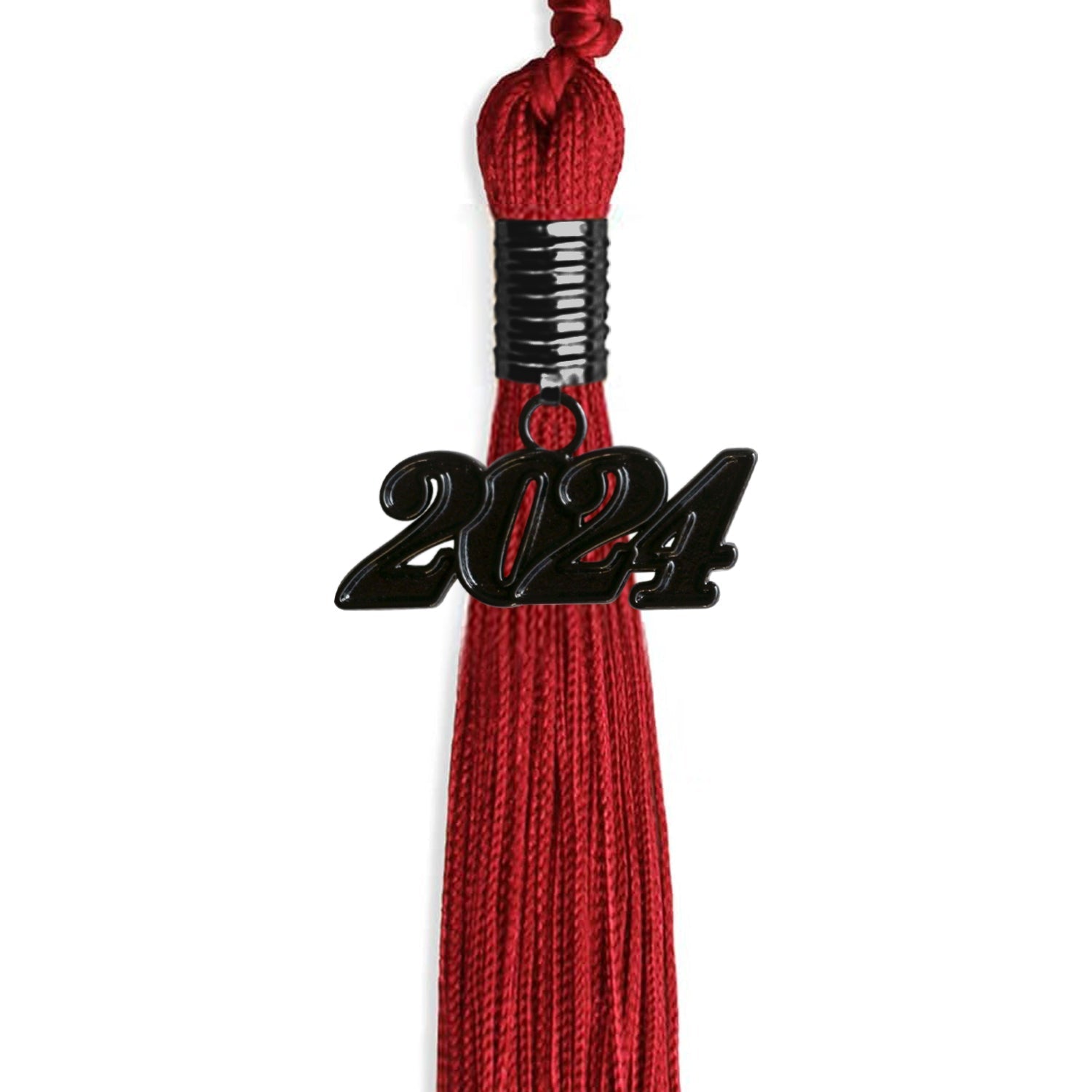 Red Graduation Tassel with Black Bling Charm by Wholesale Grad Supply