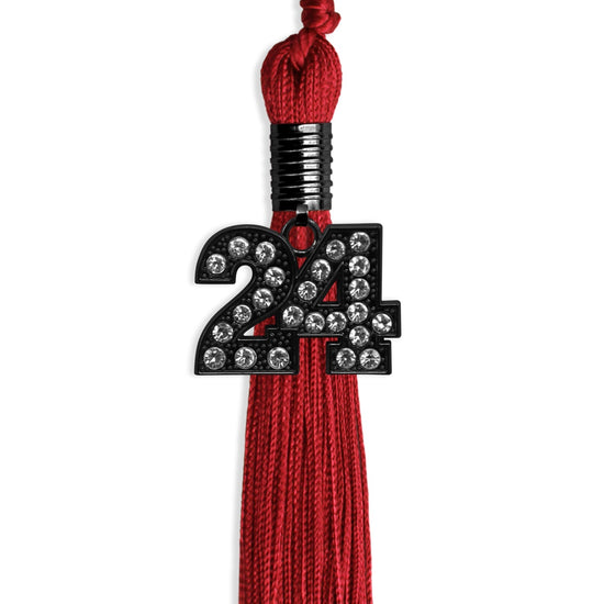 Red Graduation Tassel with Black Bling Charm by Wholesale Grad Supply