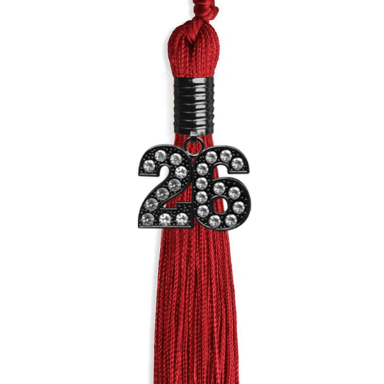 Red Graduation Tassel with Black Bling Charm by Wholesale Grad Supply