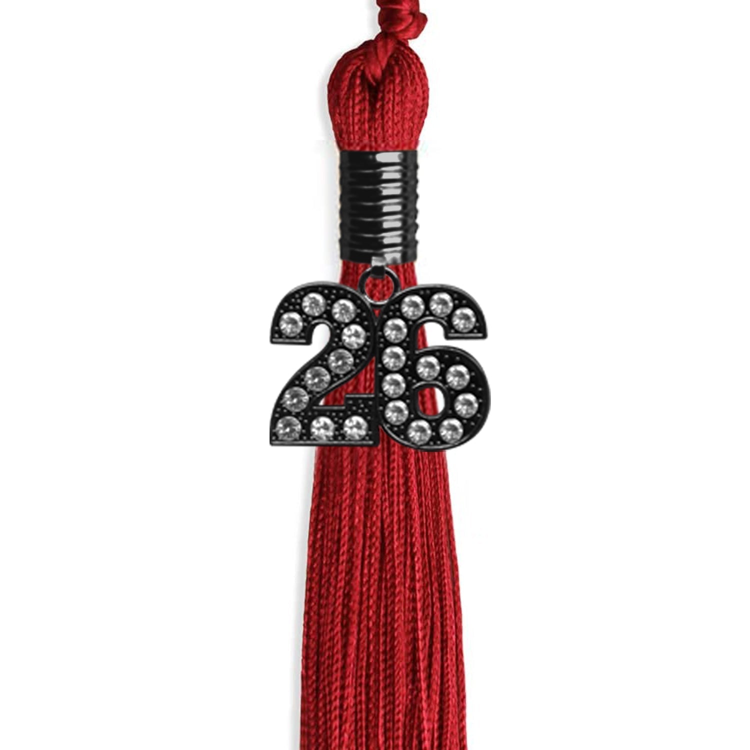 Red Graduation Tassel with Black Bling Charm by Wholesale Grad Supply