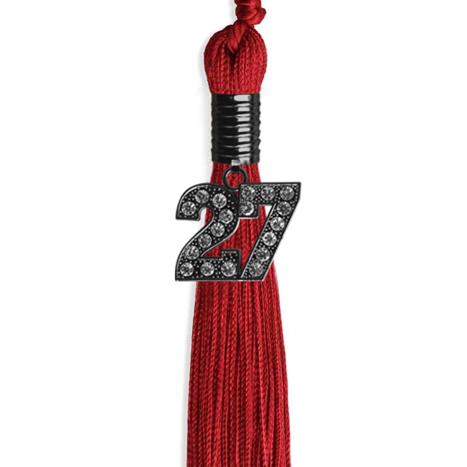Red Graduation Tassel with Black Bling Charm by Wholesale Grad Supply