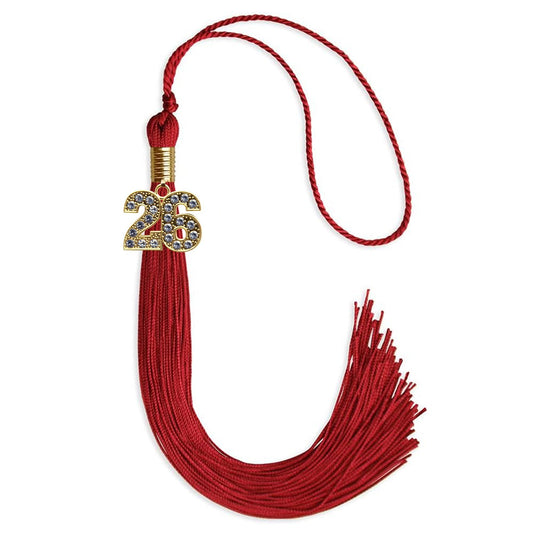 Red Graduation Tassel with Gold Bling Charm by Wholesale Grad Supply