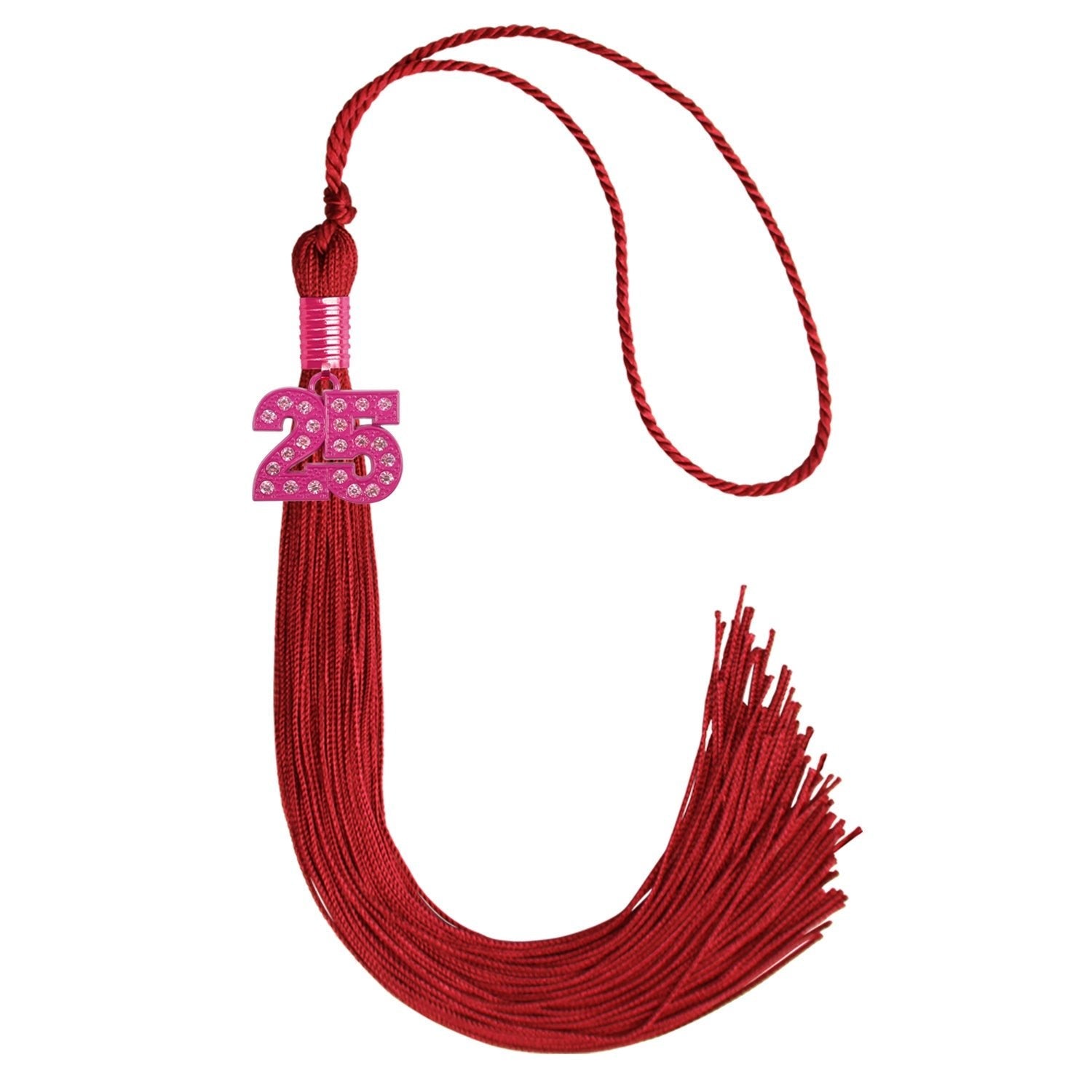 Red Graduation Tassel with Pink Bling Charm by Wholesale Grad Supply