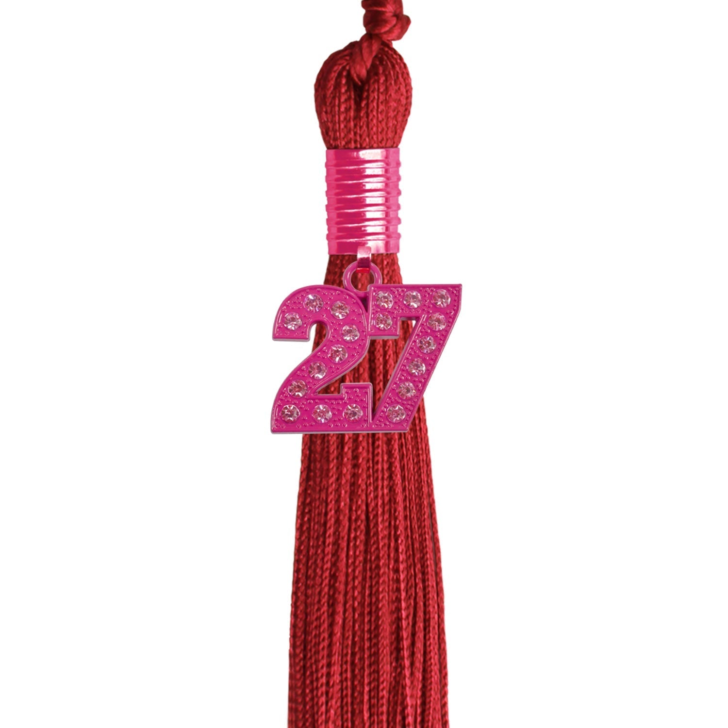Red Graduation Tassel with Pink Bling Charm by Wholesale Grad Supply