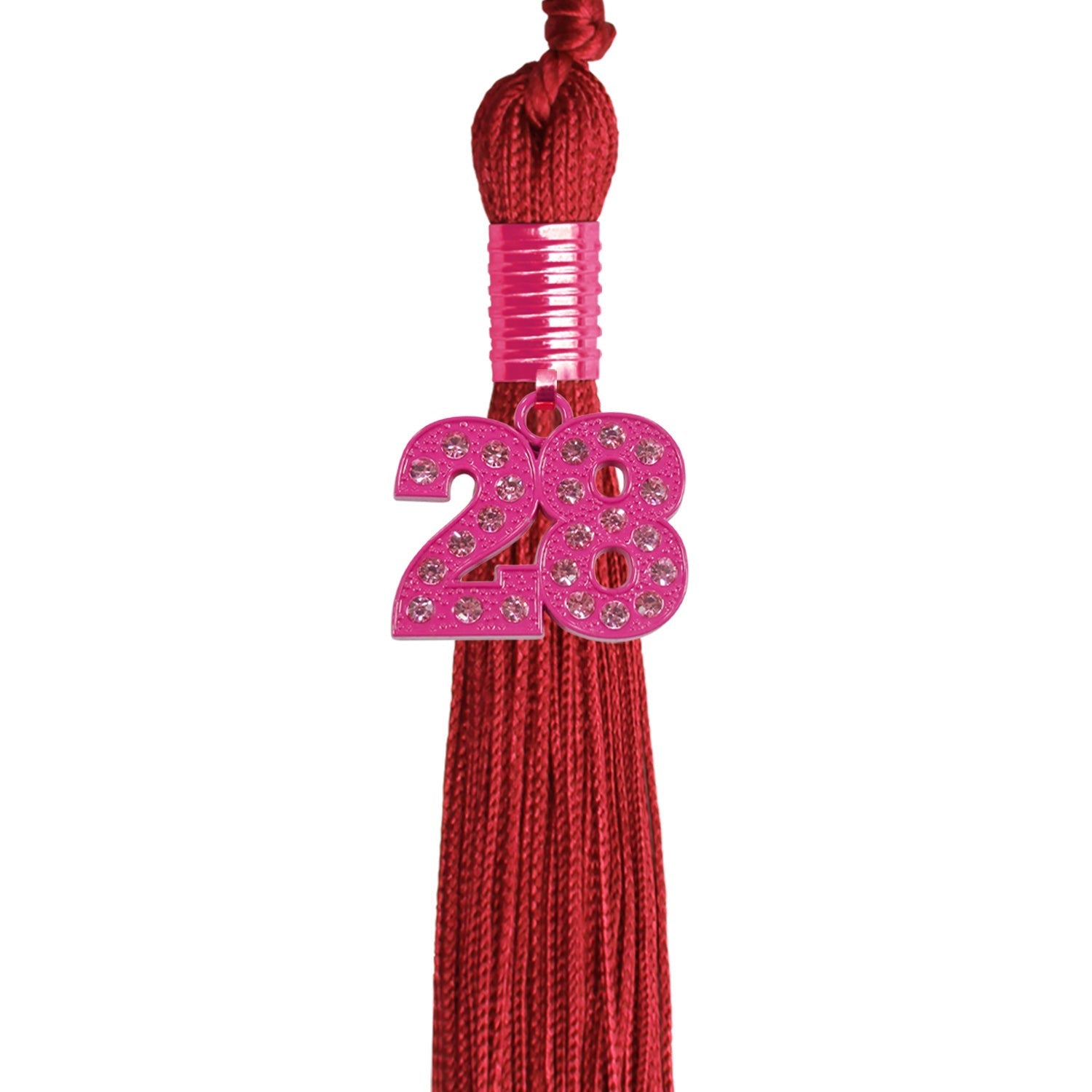 Red Graduation Tassel with Pink Bling Charm by Wholesale Grad Supply