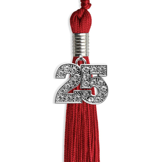 Red Graduation Tassel with Silver Bling Charm by Wholesale Grad Supply
