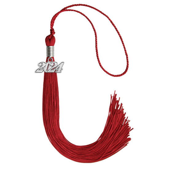 Red Graduation Tassel with Silver Bling Charm by Wholesale Grad Supply