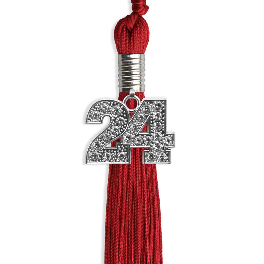 Red Graduation Tassel with Silver Bling Charm by Wholesale Grad Supply