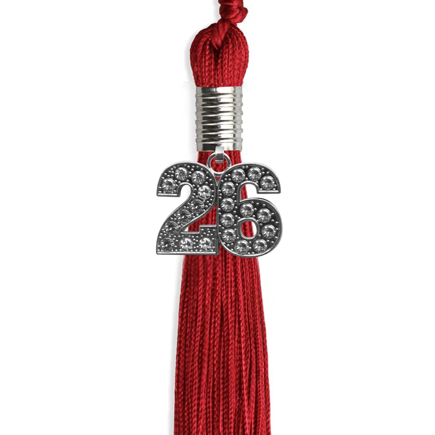 Red Graduation Tassel with Silver Bling Charm by Wholesale Grad Supply