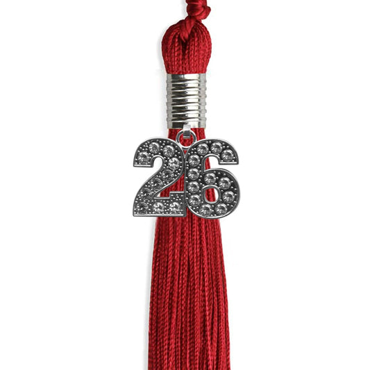 Red Graduation Tassel with Silver Bling Charm by Wholesale Grad Supply