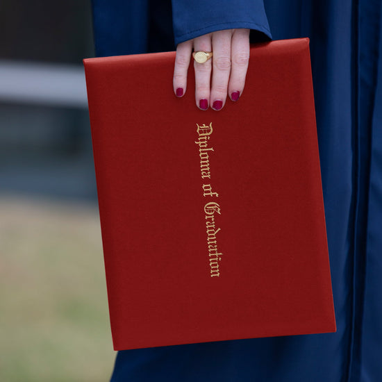 Red Imprinted Diploma Cover for 8.5" x 11" diploma by Wholesale Grad Supply