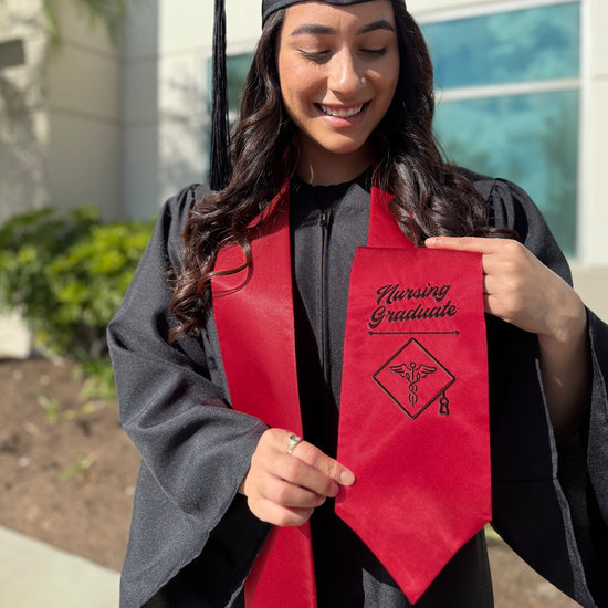 Red Nursing Graduate Stole/Sash with Classic Tips by Wholesale Grad Supply