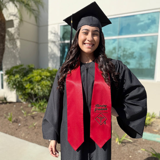 Red Nursing Graduate Stole/Sash with Classic Tips by Wholesale Grad Supply