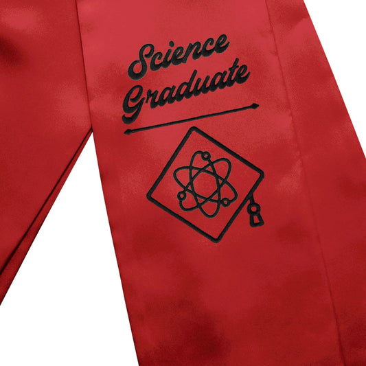 Red Science Graduate Stole/Sash with Classic Tips by Wholesale Grad Supply