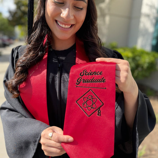 Red Science Graduate Stole/Sash with Classic Tips by Wholesale Grad Supply