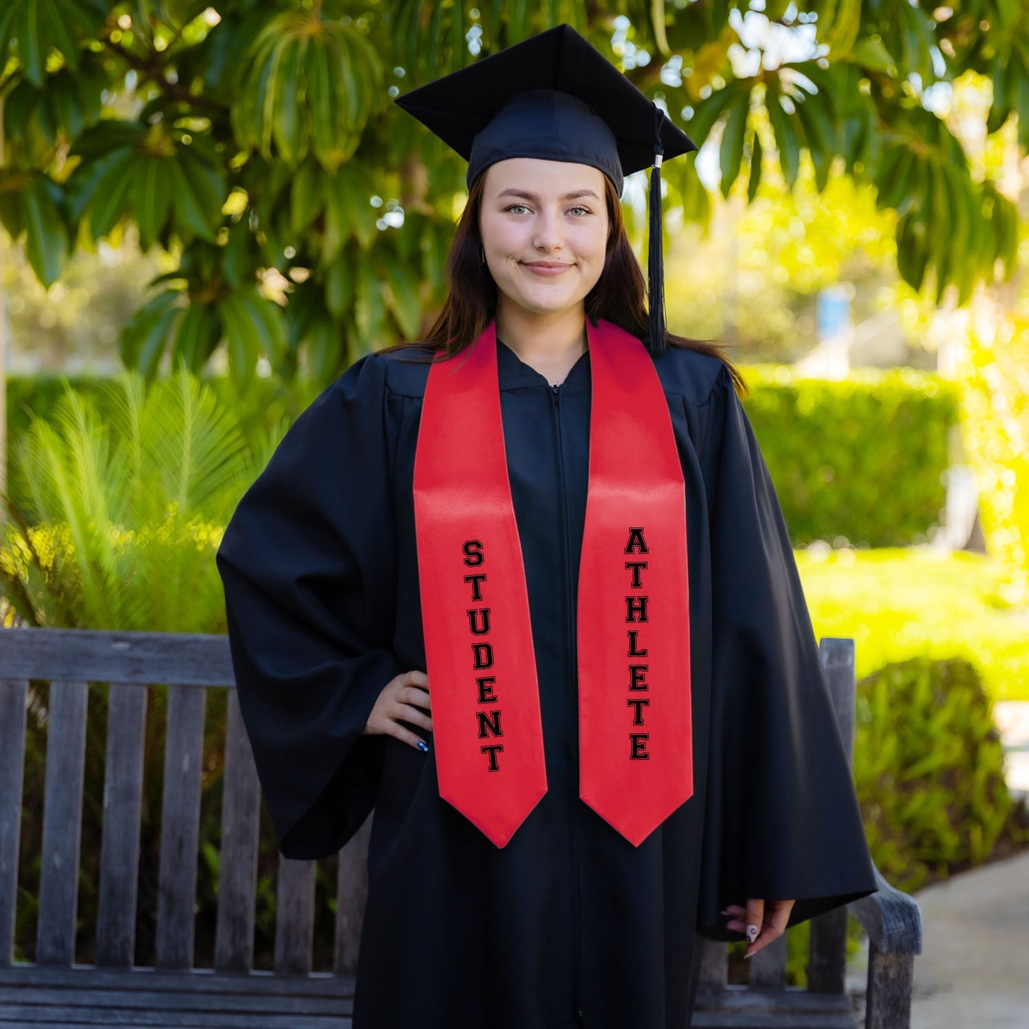 Red Student Athlete Graduate Stole/Sash with Classic Tips by Wholesale Grad Supply