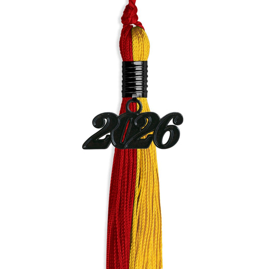 Red/Gold Graduation Tassel with Black Bling Charm by Wholesale Grad Supply