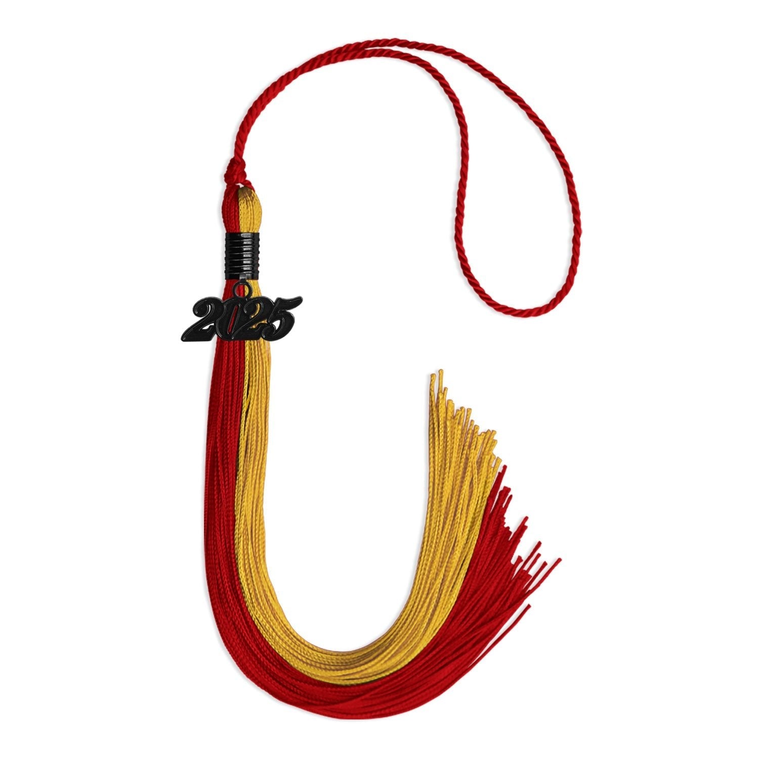 Red/Gold Graduation Tassel with Black Bling Charm by Wholesale Grad Supply