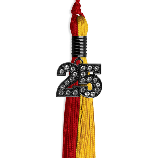 Red/Gold Graduation Tassel with Black Bling Charm by Wholesale Grad Supply