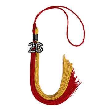 Red/Gold Graduation Tassel with Black Bling Charm by Wholesale Grad Supply