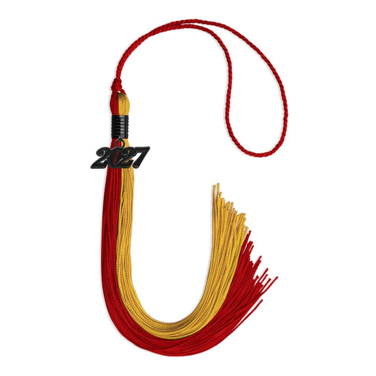 Red/Gold Graduation Tassel with Black Bling Charm by Wholesale Grad Supply