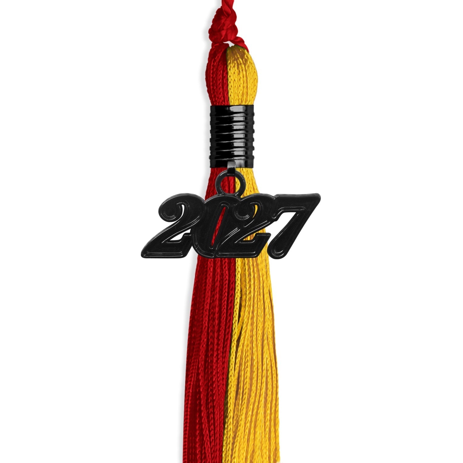 Red/Gold Graduation Tassel with Black Bling Charm by Wholesale Grad Supply