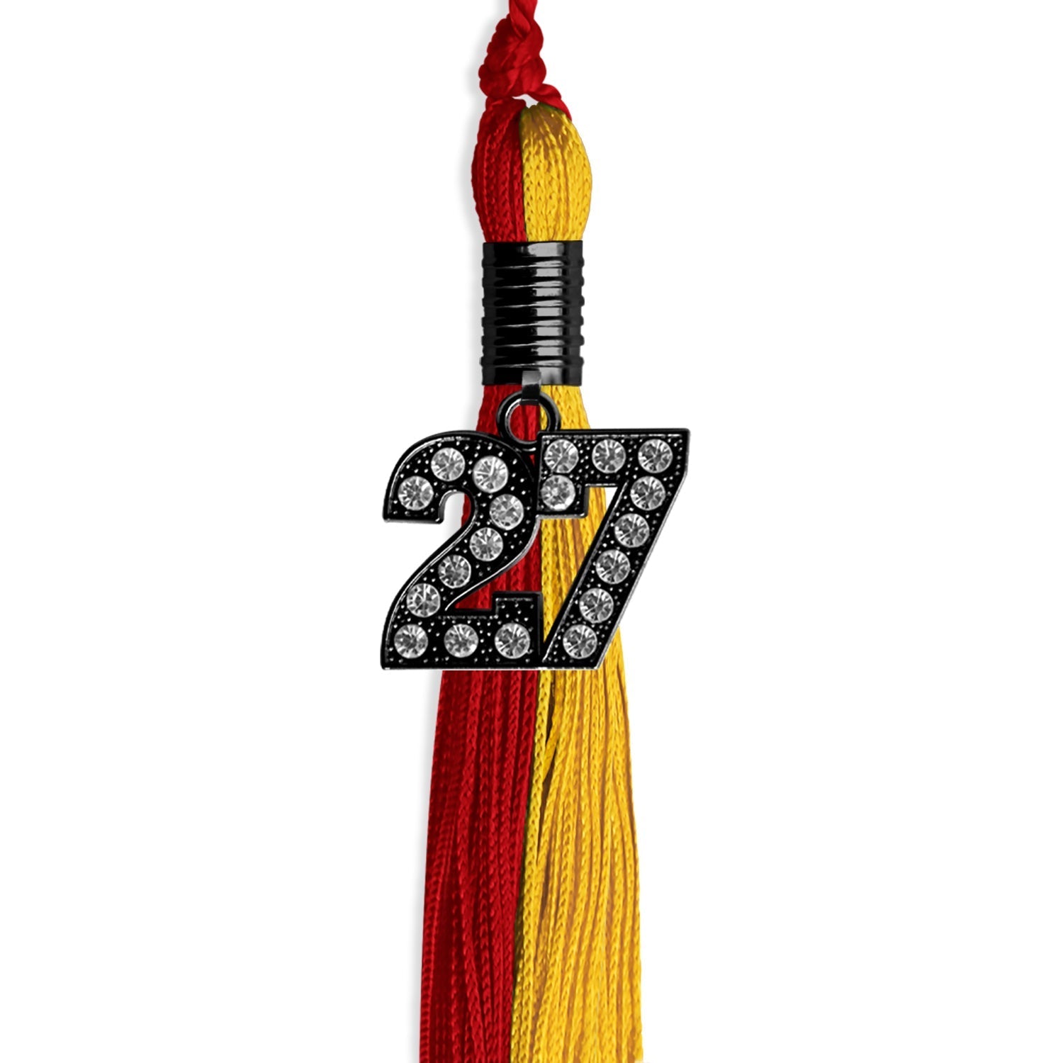 Red/Gold Graduation Tassel with Black Bling Charm by Wholesale Grad Supply