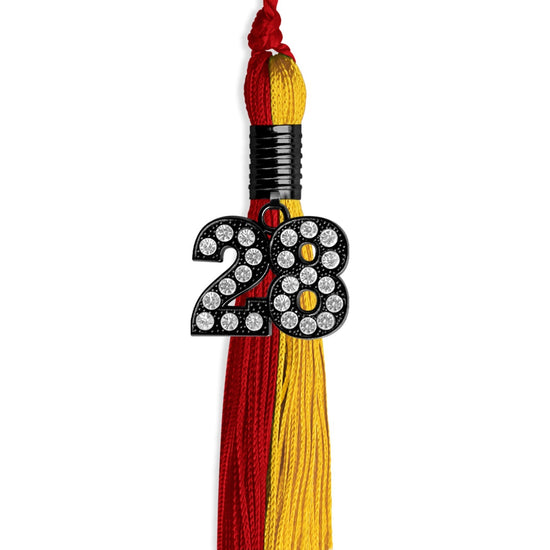 Red/Gold Graduation Tassel with Black Bling Charm by Wholesale Grad Supply
