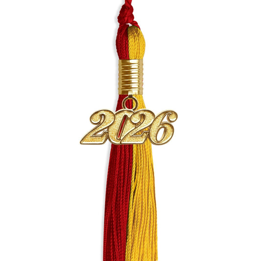 Red/Gold Graduation Tassel with Gold Bling Charm by Wholesale Grad Supply