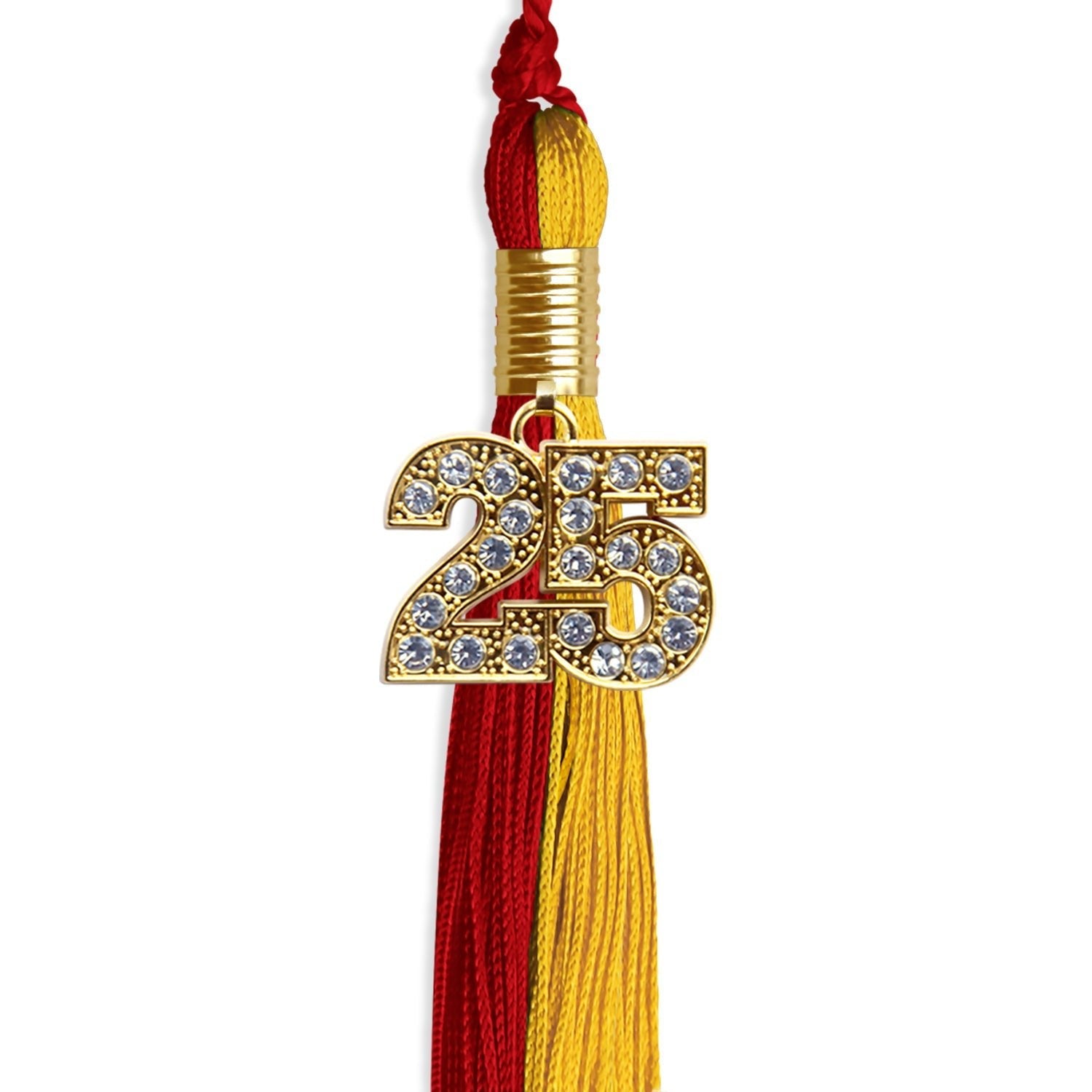 Red/Gold Graduation Tassel with Gold Bling Charm by Wholesale Grad Supply