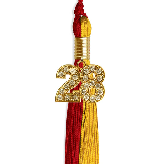 Red/Gold Graduation Tassel with Gold Bling Charm by Wholesale Grad Supply