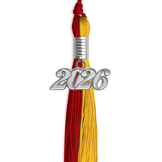 Red/Gold Graduation Tassel with Silver Bling Charm by Wholesale Grad Supply