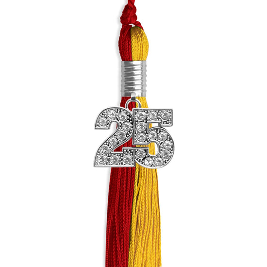 Red/Gold Graduation Tassel with Silver Bling Charm by Wholesale Grad Supply