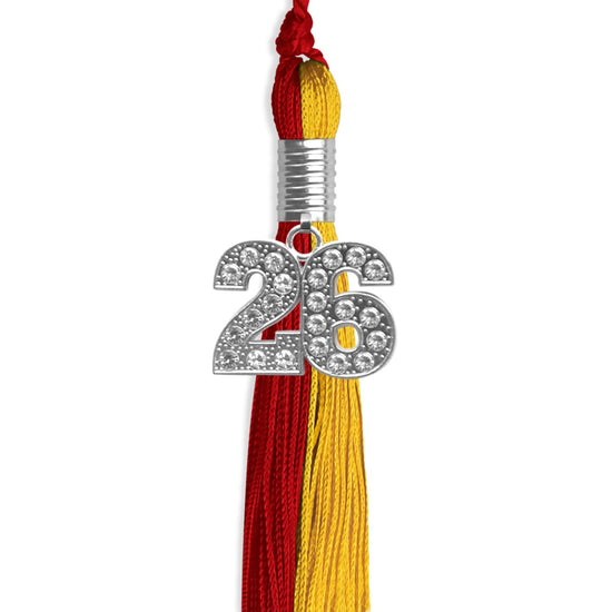 Red/Gold Graduation Tassel with Silver Bling Charm by Wholesale Grad Supply