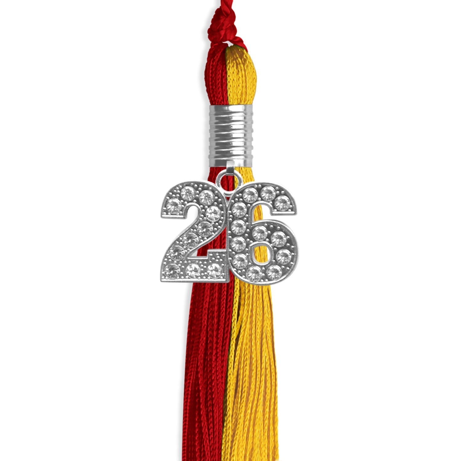 Red/Gold Graduation Tassel with Silver Bling Charm by Wholesale Grad Supply