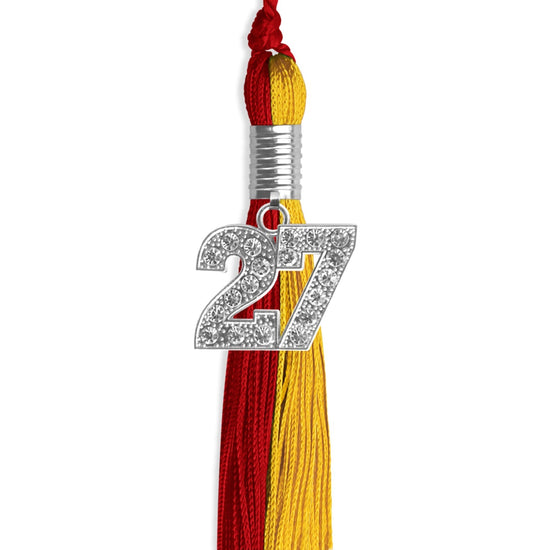 Red/Gold Graduation Tassel with Silver Bling Charm by Wholesale Grad Supply
