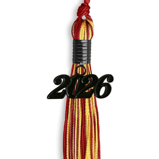 Red/Gold Mixed Color Graduation Tassel with Black Bling Charm by Wholesale Grad Supply