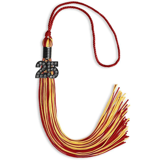 Red/Gold Mixed Color Graduation Tassel with Black Bling Charm by Wholesale Grad Supply