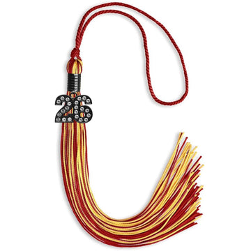 Red/Gold Mixed Color Graduation Tassel with Black Bling Charm by Wholesale Grad Supply