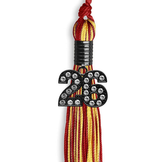 Red/Gold Mixed Color Graduation Tassel with Black Bling Charm by Wholesale Grad Supply