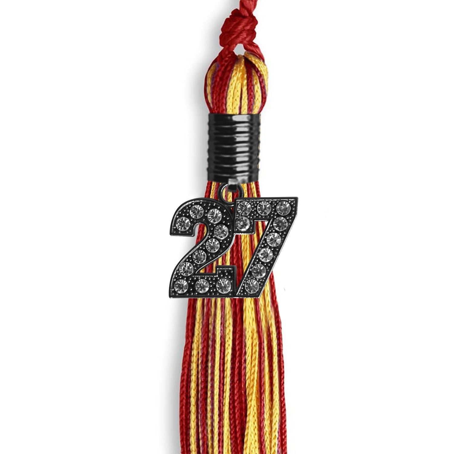 Red/Gold Mixed Color Graduation Tassel with Black Bling Charm by Wholesale Grad Supply