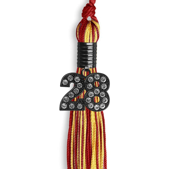 Red/Gold Mixed Color Graduation Tassel with Black Bling Charm by Wholesale Grad Supply