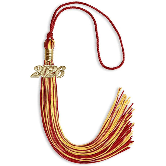 Red/Gold Mixed Color Graduation Tassel with Gold Bling Charm by Wholesale Grad Supply