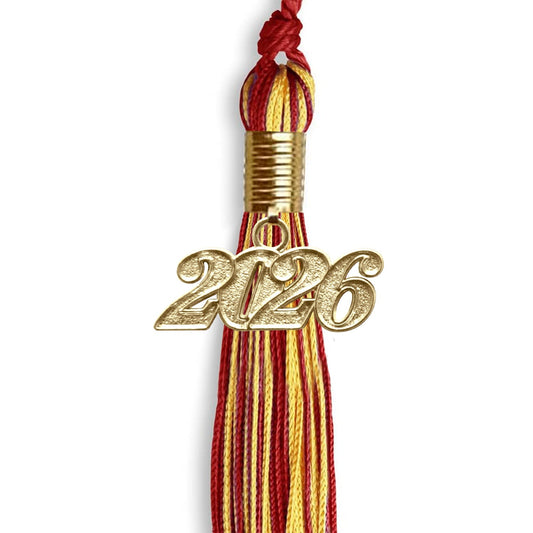 Red/Gold Mixed Color Graduation Tassel with Gold Bling Charm by Wholesale Grad Supply