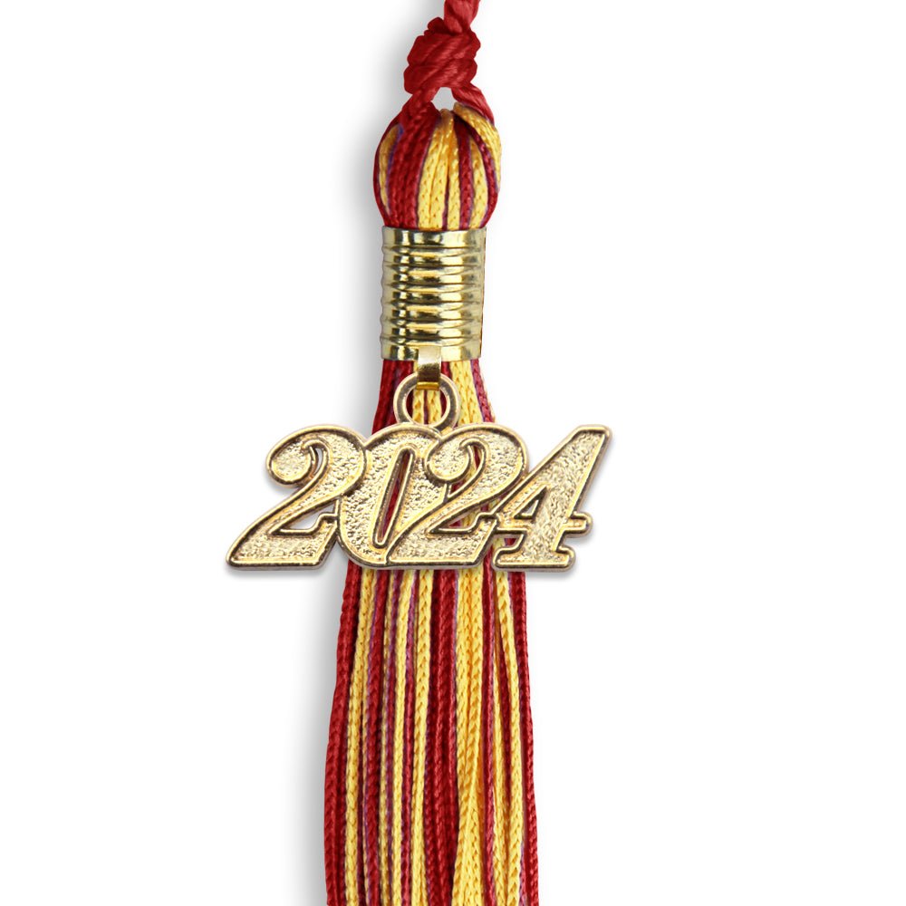 Red/Gold Mixed Color Graduation Tassel with Gold Bling Charm by Wholesale Grad Supply