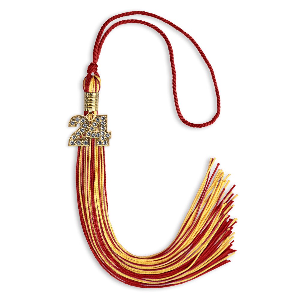 Red/Gold Mixed Color Graduation Tassel with Gold Bling Charm by Wholesale Grad Supply